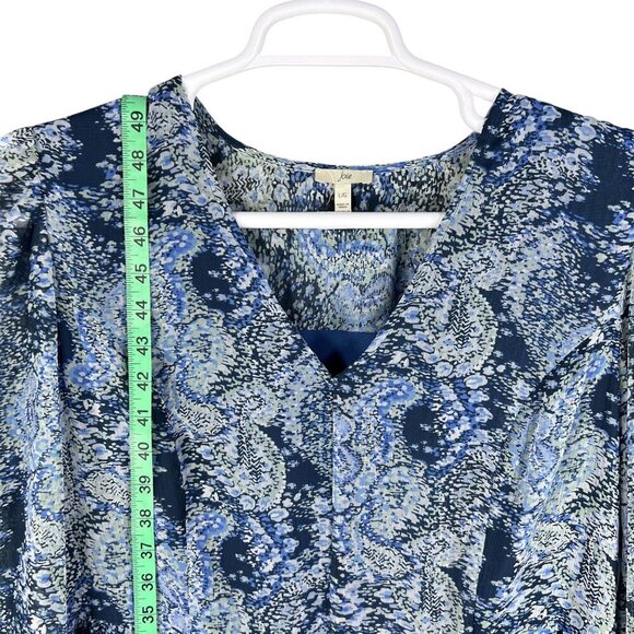 NWT Joie L Midi Dress Blue White Abstract Bohemian Balloon Sleeves Chiffon Flowy - Picture 12 of 16